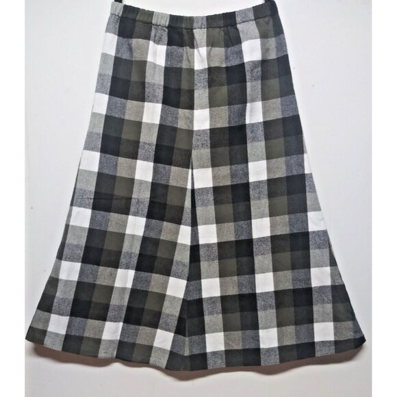 Vintage 70s Plaid Skirt A LIne Tartan Plaid Flannel Sz M/L Long Midi green black - Picture 1 of 7